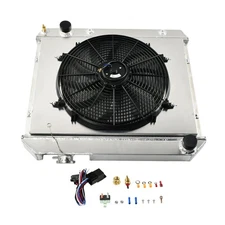 For 63-66 Chevy C/K C10 C20 C30 Pickup V8 3 Row Radiator+Shroud Fan+Relay Kit