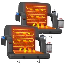  Dual-Sided Heated Stadium Seats for Bleachers with Back 2pcs 23in Black