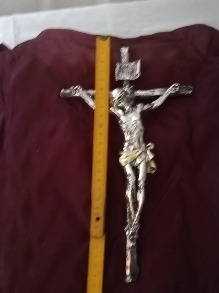 crocifisso in argento 925 alto 25 cm garanzia Magrino - Immagine 3 di 4