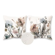 TAJWE Flower Throw Pillow Covers 16x16 Inch Set of 2 Waterproof Watercolor Fl...