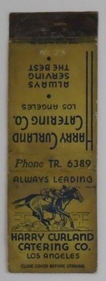 Harry Curland Catering Co. Los Angeles CA Matchbook Cover