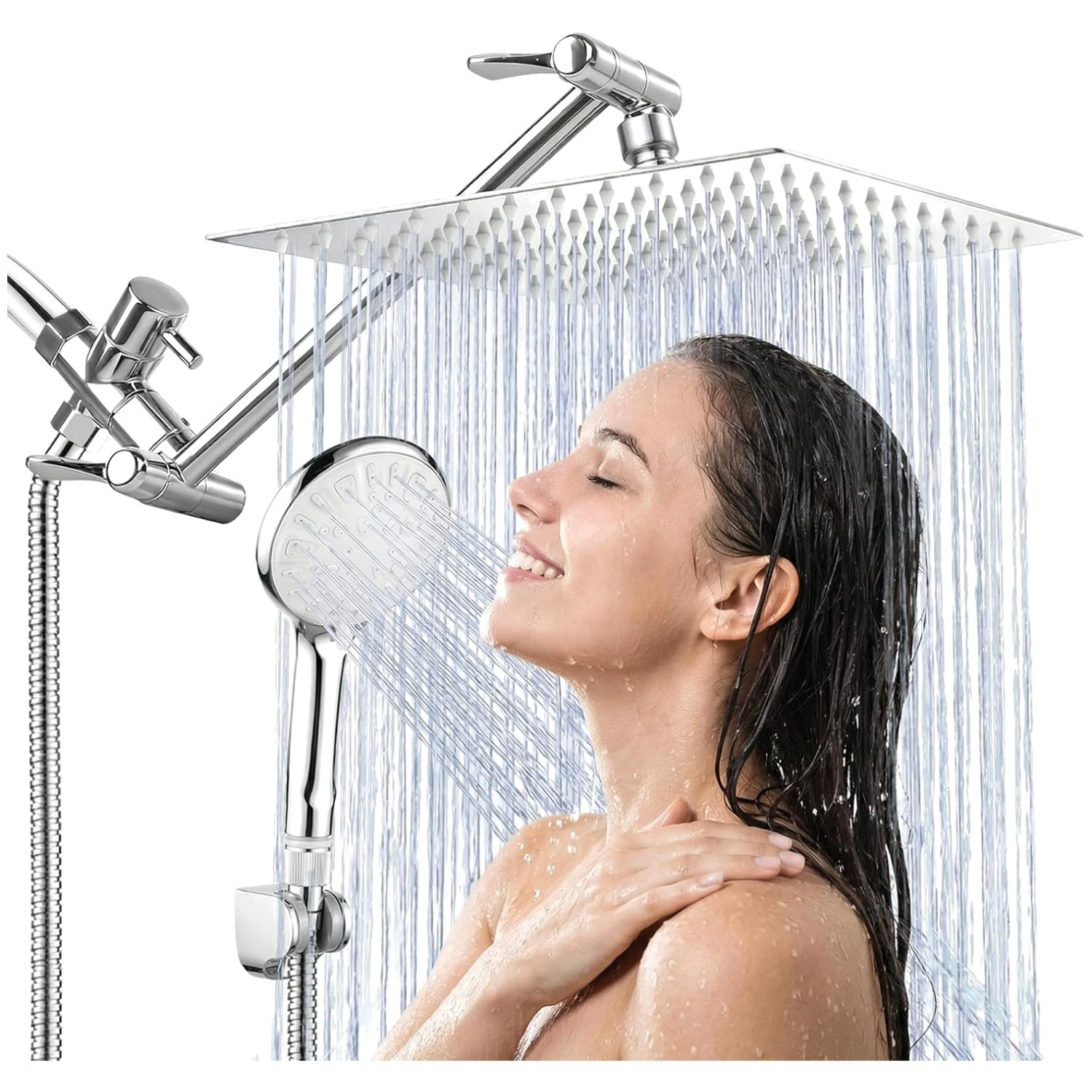 10" High Pressure Rainfall Shower Head Combo