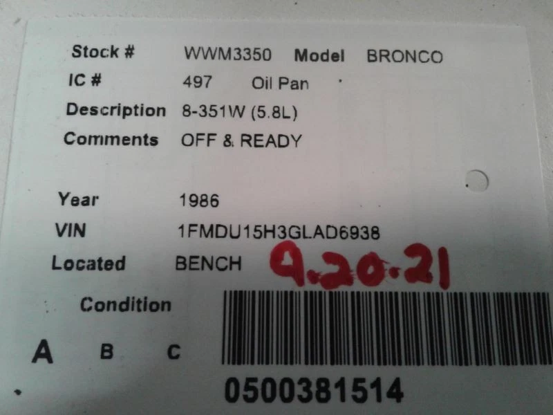 Cacerola de aceite 8-351W 5,8 L compatible con 81-87 BRONCO 1457067 Foto 4 de 4