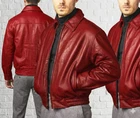New Men's Red Leather Bomber Jacket Real Lambskin Flight Inspired Coat Jacket