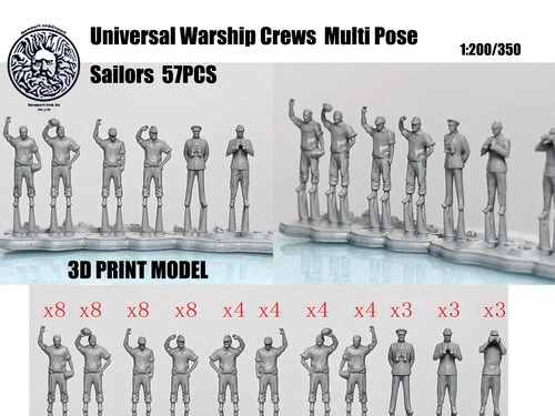 Universal Warship Crew Figures 1:200/350/144 Scale 57 Sailors Resin Model Set