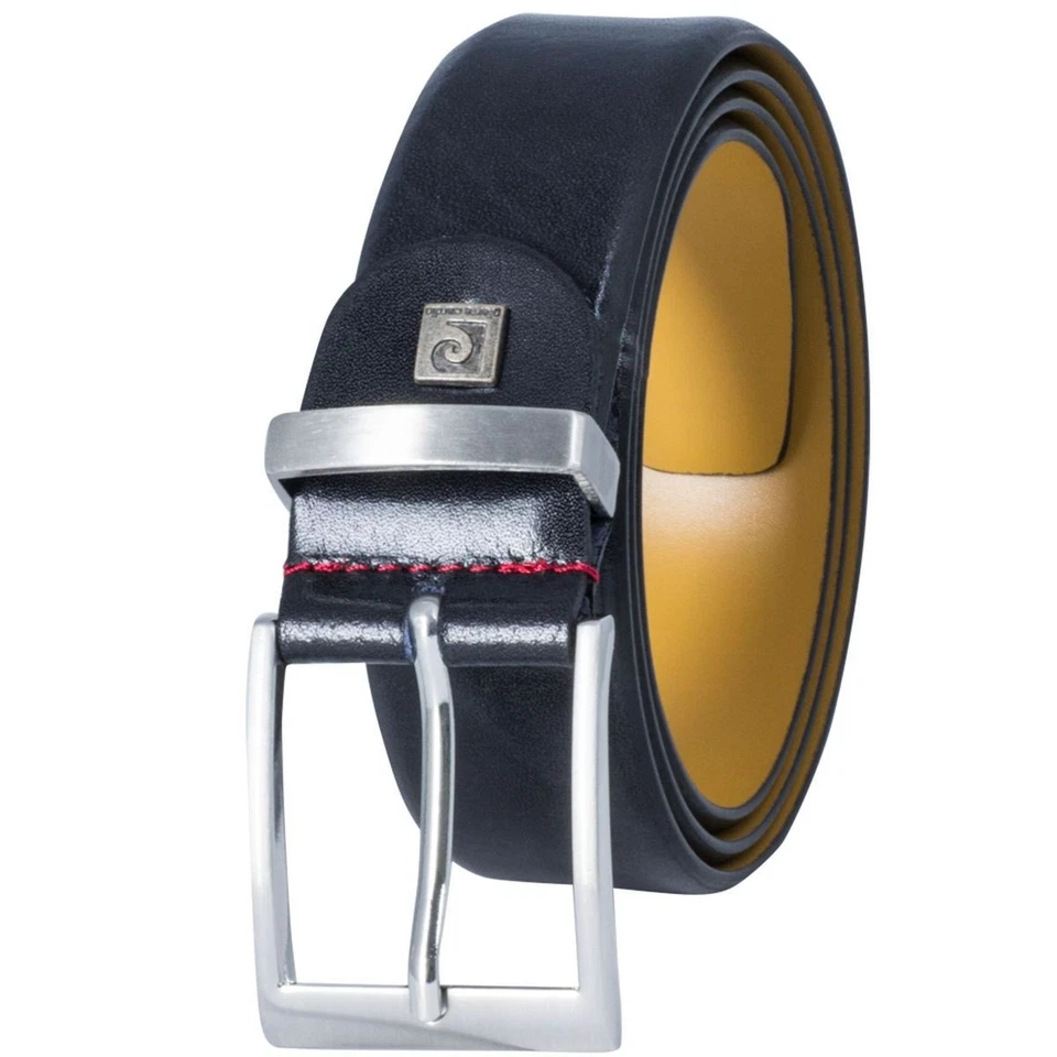 Pierre Cardin Leder-Gürtel Herren 35 mm breit, Gürtel Herren Vollrindleder schwa