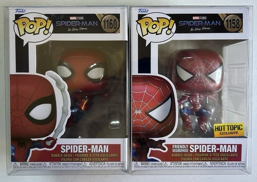 Funko Pop! Spider-Man No Way Home 1160 & 1158 METALLIC HOT TOPIC W/ Protectors