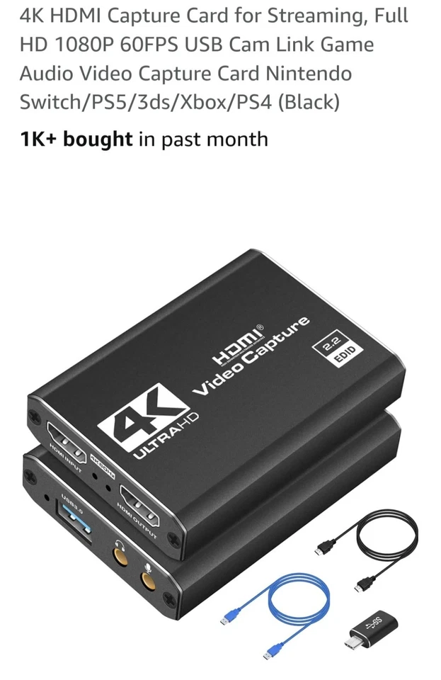 4K HDMI Full HD 1080P 60FPS USB Cam Link Game Audio Streaming Video Capture Card - Image 2 of 4