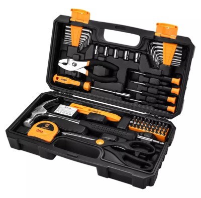   DEKO Tool Kit Set Box 62-teilig Home Repair DIY Tools Basic Hand Toolbox NEU