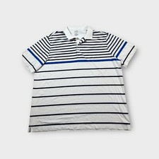 White Blue Striped Chaps Short Sleeve Polo Shirt Men's XXL 2XL