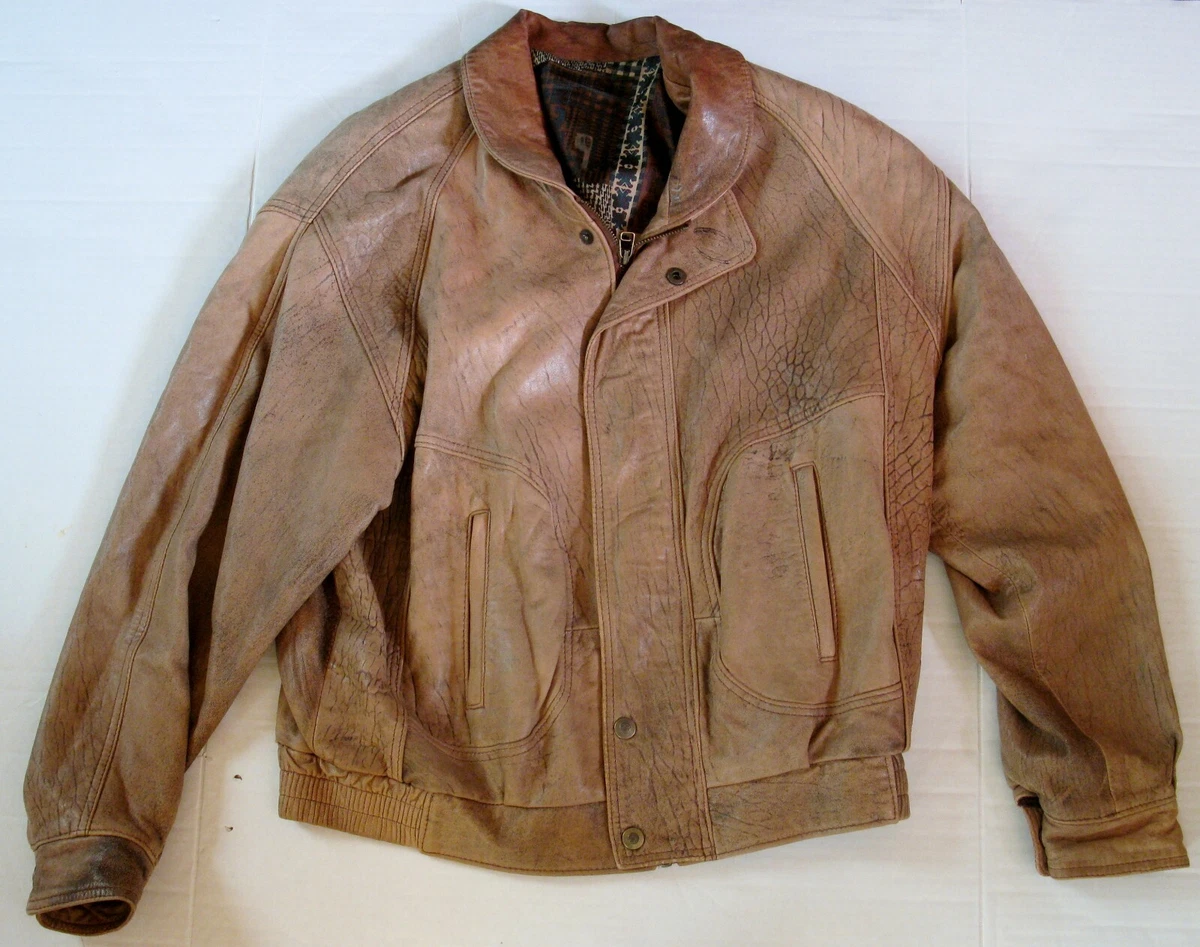 Roger David Vintage 90s Men s Tan Brown Lambskin Jacket Size 42