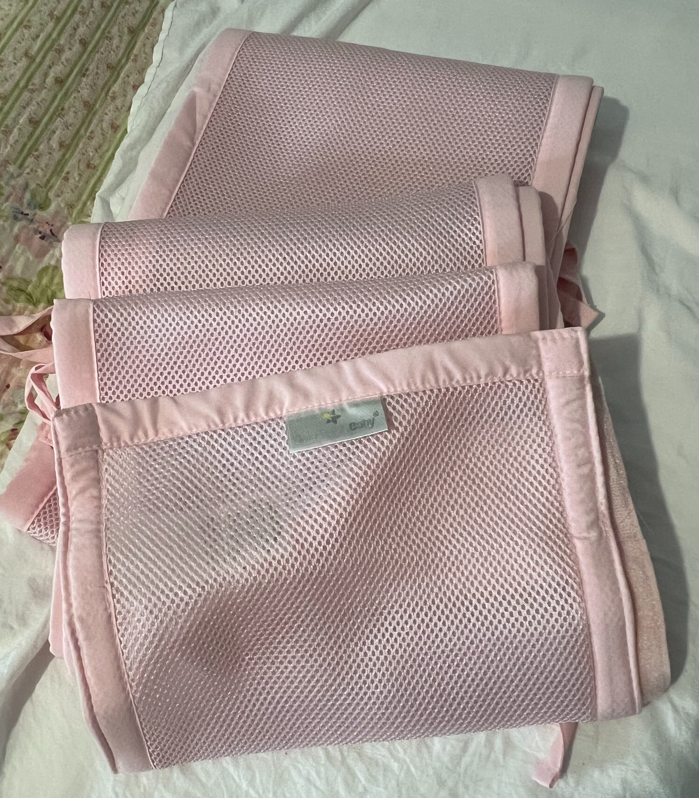 Pink Nursery Set with Crib Liner Curtains Diaper Organizer Sheets and Blanket for Baby Girls  