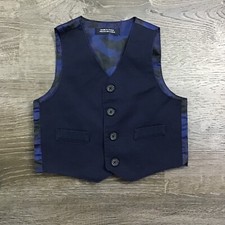 Boys Suit Vest Navy Blue Geometric Print Casual Dressy Formal Party Size 24 M