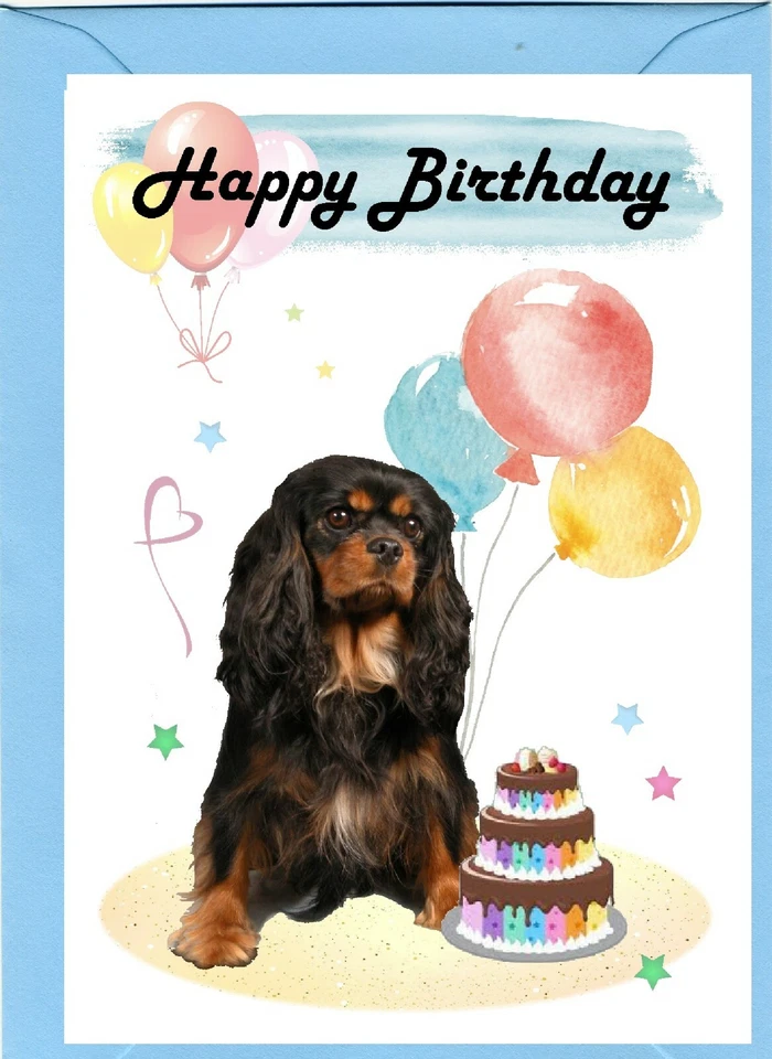 Biglietto compleanno Cavalier King Charles Spaniel (4"x 6") vuoto all'interno - di Starprint