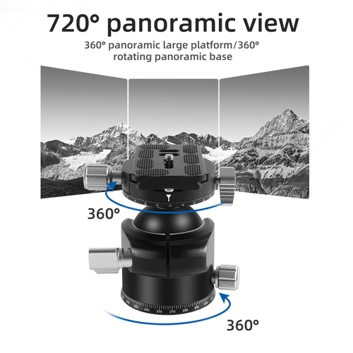 Cabezal panorámico trípode de gravedad central baja de 55 mm con placa de liberación rápida para DSLR - Imagen 2 de 11