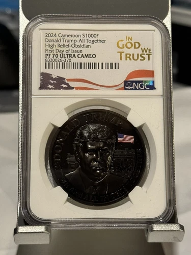 2024 Cameroon 1000F 1oz Silver Proof Obsidian Donald Trump NGC PF70 UCAM FDOI