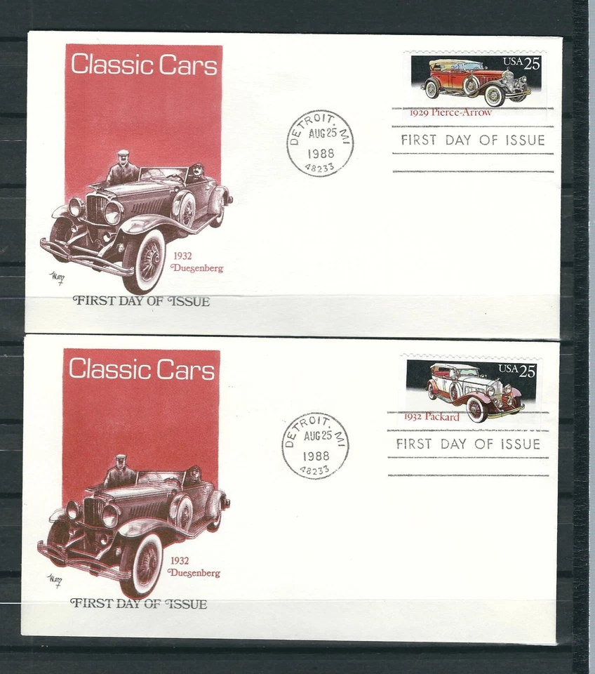 US SC # 2381-2385 and 2385a Automobiles Booklet Pane Of 5 FDC . Marg cachet - Image 2 of 3