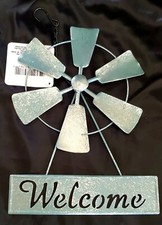 Metal Farmhouse Windmill Hanging Welcome Sign Midwest Country Rustic Barn Decor