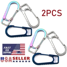 2X Titanium Alloy Carabiner Spring Snap Hook Clip KeyChain Quick Release Buckle