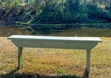 Antique 49" Green OAK Wood Seat Bench Table English Farmhouse French Country (C)