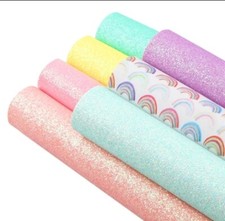 Rainbow Glitter mix 7 piece set FAUX LEATHER SHEET 8 x 13" 1103100