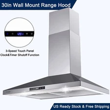 Wall Mounted Range Hood 30 inch Stainless Steel Vent 450CFM Touch Panel LED NEW