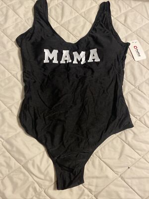 Pat Pat Mama Bathing Suit One Piece Black Size XL NWT
