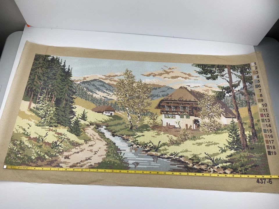Unbranded Needlepoint Tapestry Canvas Home Mountain Forest 35in By 17in 11 Count - Image 3 of 4