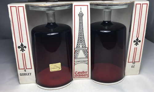 Vintage J.G. Durand Cavalier Stemware 10oz Goblet Set (4) Red Crystal - Picture 3 of 5