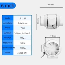 4inch 220VFans Home Silent Inline Pipe Duct Fan Bathroom Extractor