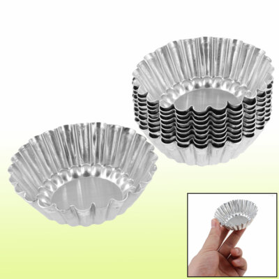 10 Pcs Kitchen 7cm Dia Aluminium Cake Pudding Egg Tart Mould