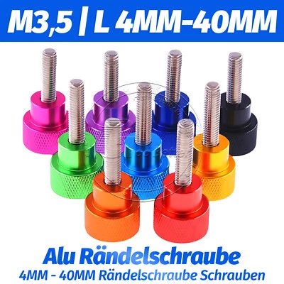 M3,5 Rändelschrauben Aluminium & Edelstahl Rändelschraube Schrauben 4-80mm Länge - Bild 1 von 4