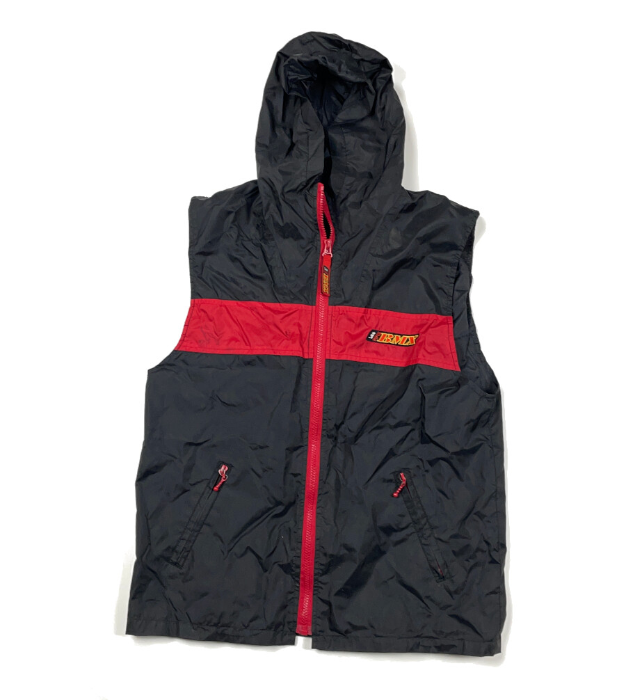 VTG Lee Pipes BMX Black Red Sleeveless Hooded Zip Vest 90s VTG Lee Pipes BMX Black Red Sleeveless Hooded Zip Vest 90s