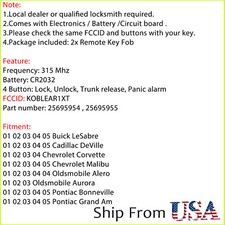 2 Llaveros Remotos De Entrada Sin Llave, 4 Botones (puerta De Gas