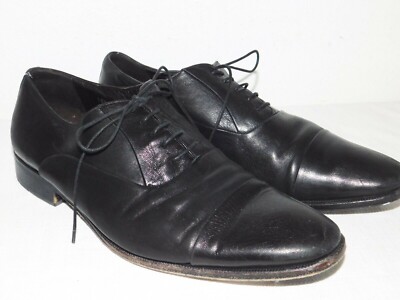 Monte Rosso Mens Lazio Black Leather Cap Toe Oxfords Size 10.5 M Made in Italy