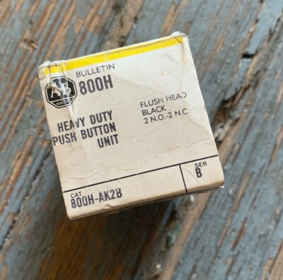 ALLEN BRADLEY 800H-AK2B SER B HEAVY DUTY PUSH BUTTON UNIT FLUSH HEAD BLACK NEW 
