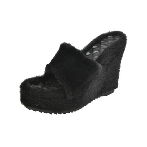 Mujer Verano Esponjosas Deslizantes Pantuflas Piel Sintética Cuña Plataforma Zapatos de playa Sandalias - Imagen 13 de 28