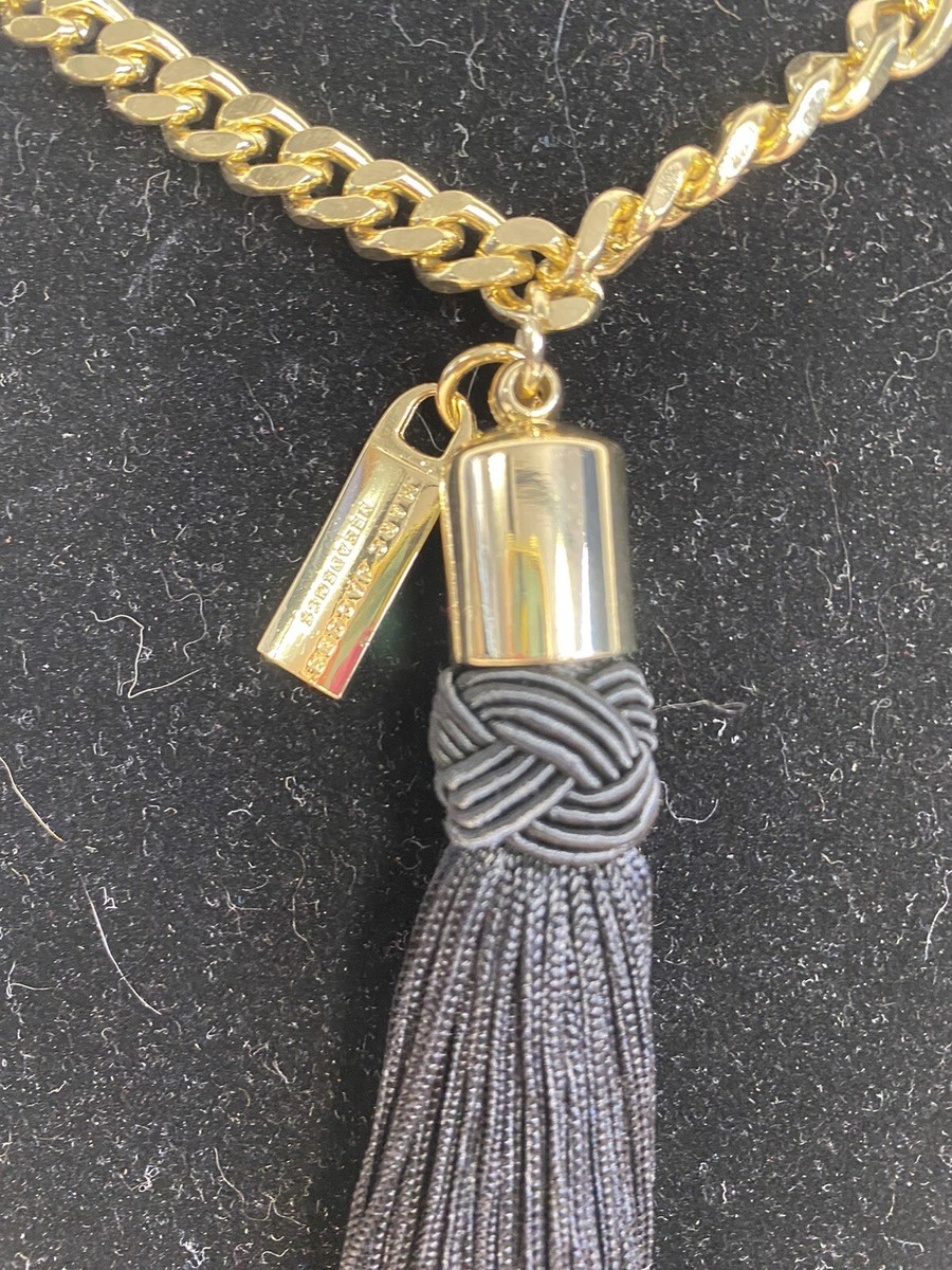 【TATIANA】BLACK MARK NECKLACE★送料・関税込 Marc Jacobs Black Tassel Goldtone Cuban Link Decadence