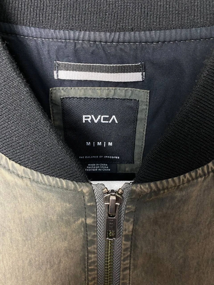 RVCA Streetwear Acid Wash Bomber Jacket Size M - Image 4 of 4
