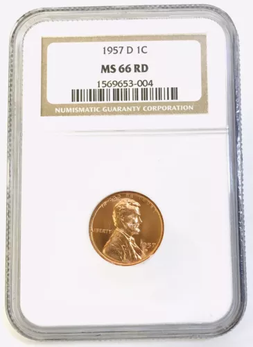 1957 D Lincoln Wheat Cent NGC MS 66 RD