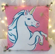Simply Southern Rizzy Kid Pink Pillow 16'' Unicorn Fairytale Decor Horse Bedroom