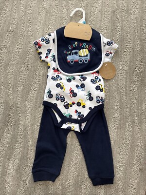 baby boy 3 piece sets Baby Element Bib Bodysuit And Pant