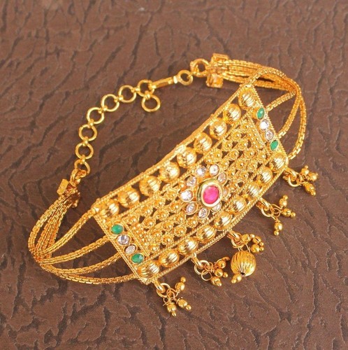 Gold Plated Bajuband Traditional Kundan Stone Studded For women - Picture 6 of 35
