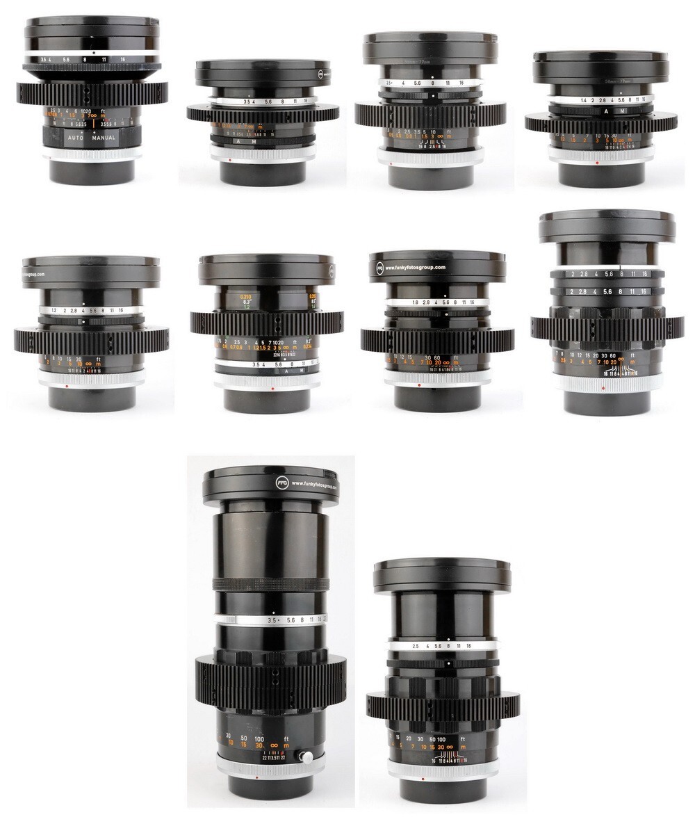 10x CANON FD FL 19 28 35 50 55 58 85 100 135 200 lens set CINE-MODDED