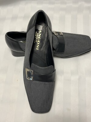 Rangoni Firenze Pump Shoes Women 8B Square Toe Gray & Black Slip On - NEW