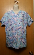 Scrub HQ Scrub Top XSmall XS- Blue/Periwinkle Butterfly Design
