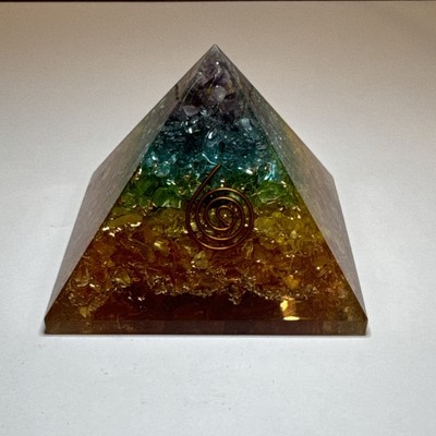 7 Chakra Charged Gemstone Large Orgone Pyramid-Certified Originate. Healing