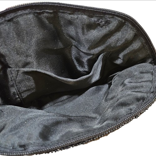 Vintage Black Beaded Purse Floral Zipper Elegant Needs Small Repair Shoulder Bag - Picture 5 of 6