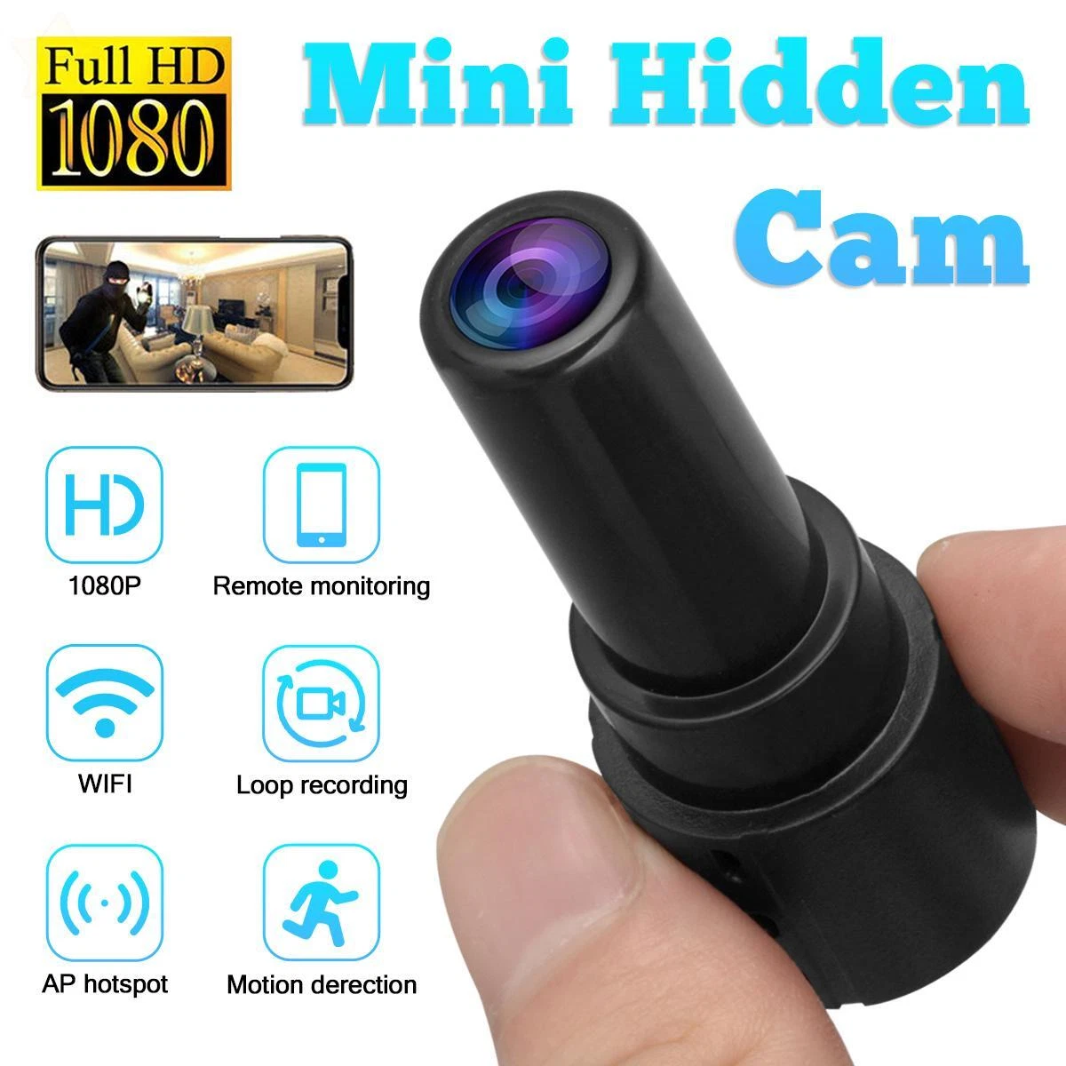 1080P Mini HD SPY Camera WiFi Hidden Smoking Detector Motion Detection  Nanny Cam | eBay