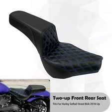 Driver Passenger Seat Blue Stitching For Harley 18-24 Softail Deluxe Street Bob